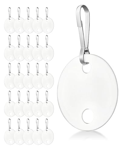 BelroseHom 25 Pcs 1 Inch Tough Plastic Key Tags with