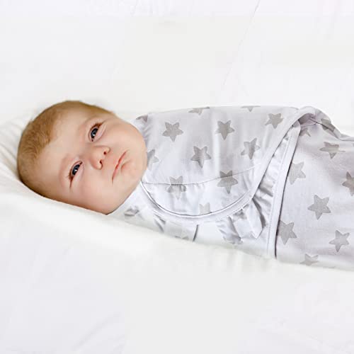 Image of Baby Swaddle Blanket, 2 Pack Newborn Swaddles 0-3-Months, Small-Medium Easy Change Infant Wrap, Infant Swaddling Sack, Adjustable Swaddle Blanket (Gray Stars)