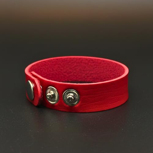 Image of THE MEN THING BLAZEFIT STRAP - 18mm Genuine Leather Bracelet with Stainless Steel Stud Button Closure for Men & Boys (6.6 /7.1 /7.6 inch)