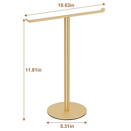Image of Gold Hand Towel Stand, T-Shape Hand Towel Holder for Bathroom, Display Fingertip Towel Holder Organizer and Bathroom Towel Racks,Kitchen Towel Rack (Pack of 2)