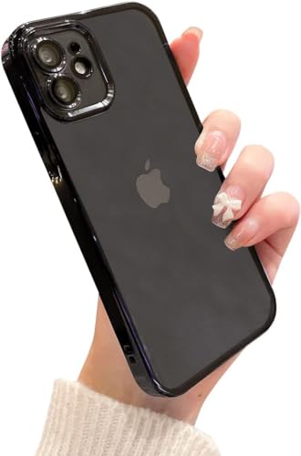 Image of VONZEE Thermoplastic Polyurethane Transparent Case Compatible With Iphone 11 (6.1 Inch), Luxury Electroplated Soft Edge Bumper Case, Full Camera Protection & Shockproof Case Cover , Black
