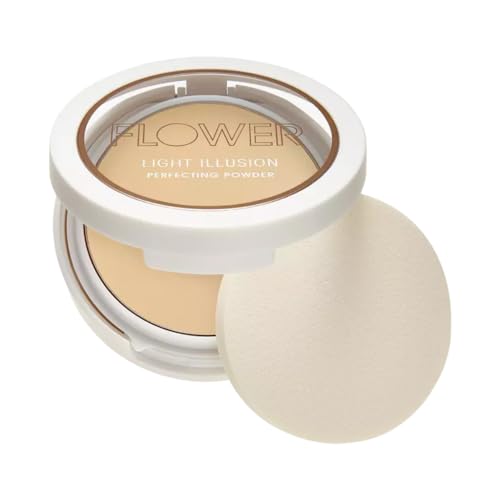 Image of Flower Beauty Light Illusion Perfecting Powder - Pressed Powder Face Makeup, Buildable Medium Coverage with Blurring Pigments, Includes Mirror & Sponge (Porcelain)