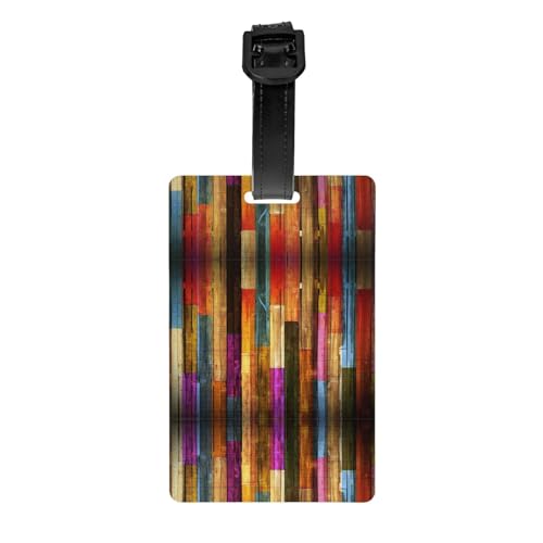 Etiqueta de equipaje con impresión de madera pintada colorida, apta para bolsas de equipaje, bolsas de fitness, cajas de herramientas, conveniente para colgar y fácil de identificar