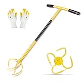 Hortem Twist Tiller Hand, 36.6'' Garden Tiller Manual Cultivator with a Removable Big Claw, Soil Lossener, Lawn Aerator, Garden Bed and Plant Box