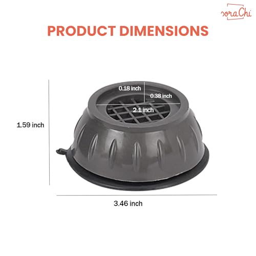 Image of SoraChi Washing Machine Stand Set of 4 Anti Vibration Pads | Elevated Plastic Feet Reduce Noise & Vibrations | Protects Against Water Damage Rust | for Front Load Top Load Semi Automatic (6x6cm)