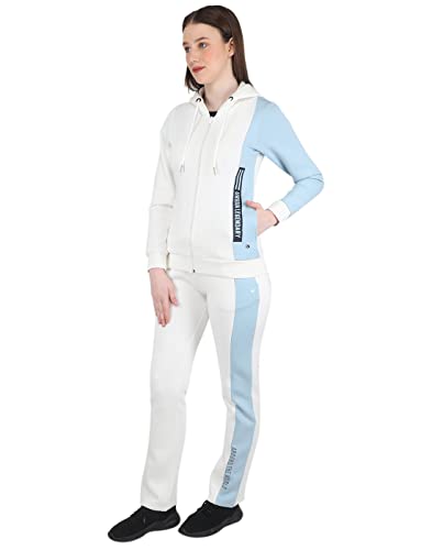 Image of Monte Carlo Womens Blend Poly Navy Blue Solid Hood Tracksuit