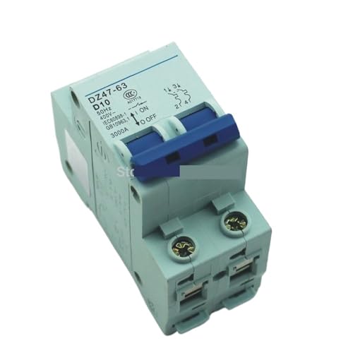 Disyuntor MCB 2P 10A tipo D bivalente 50HZ 60HZ contra sobrecargas