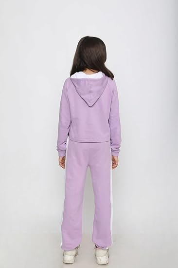 Girls Hoodies | Sweat Shirt Korean Anime Winter Wear Crop T Shirt and Pant Set Cotton Colors Blue | Pink | Purple4