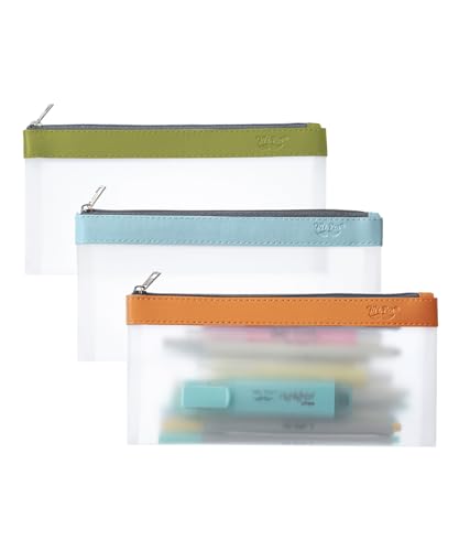Image of Mr. Pen- Clear Pencil Pouch, 8.50 inchx4.25 inch, 3 Pack, Durable TPU Material | Medium Water-Resistant Pencil Bags with Smooth Zipper, Multipurpose Clear Pouch for Stationery, School, Office