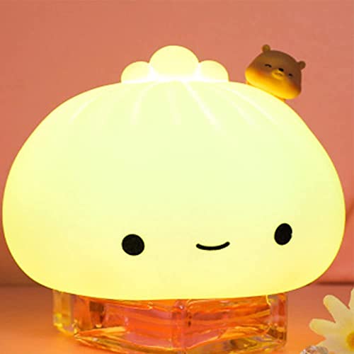 Silica Gel Pat Night Light Led Steamed Bun Creative Bedside For Kid With Sleeping Lamp Bedroom Desk Decor Reading Lamp #TOP21