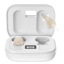 Invisible Hearing Aids for Seniors with Crystal Sound, Digital In-the-Ear Discreet & Comfortable Fit Hearing Aids with Intelligent Noise Reduction, One Button Control, Lasts Up to 100 Hours Beige