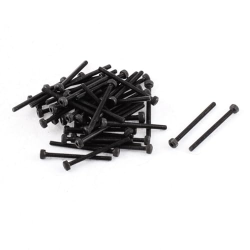 TOP-VIGOR 50Pcs Hexagon Socket Head Cap Screws, M2 x 25mm 12.9 Alloy Steel Replacement Machine Fastener Screws, Fully Thread for Bicycle Motorcycle Repair, Professionals Landlords Repairmen, Black