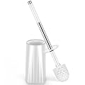Toilet Brush, Compact Size Toilet Bowl Brush and Holder with Stainless Steel Handle, Small Size Plastic Holder Space Saving for Storage?Easy to Hide, Drip-Proof, Easy to Assemble, Deep Cleaning