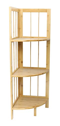 Basic Fundamentals Multifunctional 3-Tier Bamboo Corner Shelf - Bathroom And Kitchen Cabinet Organizer - Home Decor - Coffee Bar And Pantry Organization And Storage - 39" H #TOP7