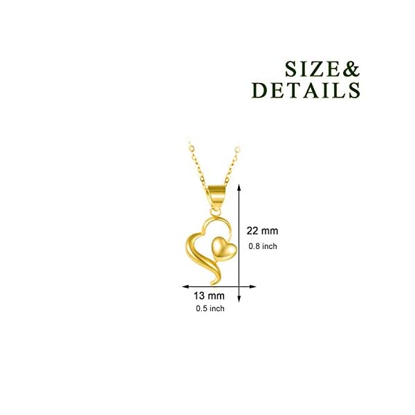 14k 18K Gold Heart Pendant Necklace for Women, Real Gold Love Jewelry for Her, 18 Inch - Image 3