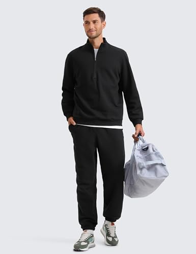 CRZ YOGA Cotton Fleece Sweatpants for Men 32" Loosed Fit Lounge Casual Elastic Bottom Sweat Pants with Zipper Pockets4