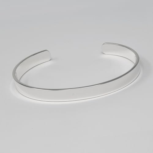 Men's Solid 925 Sterling Silver Bangle, 7 Mm Plain Silver Cuff Bracelet2