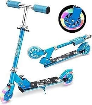 幼児用キックバイク　青色 Amazon.co.jp: 青 キックボード キッズスクーター LEDタイヤ