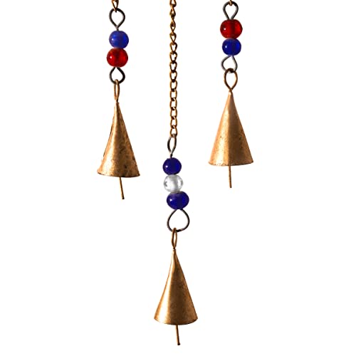 Tree of Life Beaded Windchime Wall Hanging Chimes Indian Décor for Home Balcony Garden Decorative Items and Gifting (Antique Golden-Small) - Image 3
