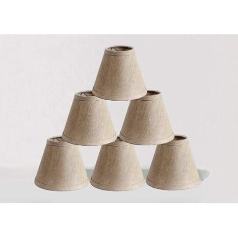 ONEPRE Clip On Chandelier Lamp Shades, Hardback Candle Linen Lampshade, 6 inch, Set of 6 Cover