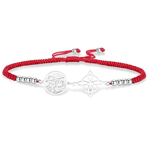 VASSAGO Witches Knot Bracelet Tetragrammaton Pentagram Bracelet Celtic Knot Pendant Name of God Adjustable Braided Rope String proteccion Witchcraft Pagan Jewelry for Women Men (S-R string)
