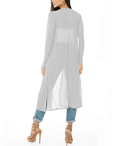 Image of Womens Sexy Sheer Long Sleeve Cardigan See Through Mesh Cover Up