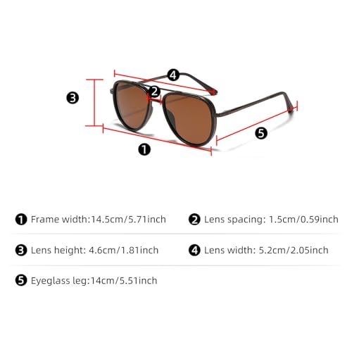 Trendy Polarized Pilot Sunglasses for Womens Men Retro 70s Style UV Protection Double Beam Sun Glasses4