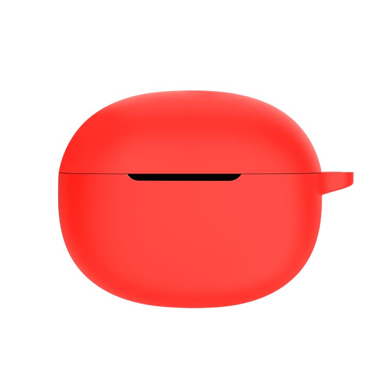 Silicone Case with Keychain Cover Skins Pounch Protective Shockproof Shell for Realme BudsAir 3/Realme Bbuds T300/Buds Air 3 NEO/BudsAir 5 Pro/BudsAir 5/Realme T100 (Red, T100)