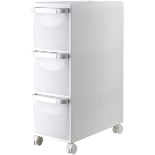 BQQB キッチン隙間収納 洗面所収納キャビネット PPプラスチック 4輪 幅22cm 超狭ギャップキャビネット 小物置き場 引き出し バスルーム 省スペース 整理 多機能 カテゴリ (A,3層)