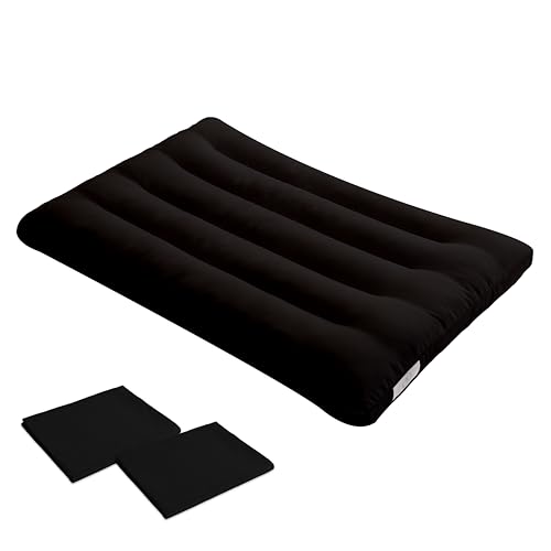 DreamCat's 枕 日本製 枕 低め 3cm 低めの枕は自然な姿勢を保ちやすく 首や肩に優しい 仰向け 横向き対応 首が痛くなりにくい設計 洗える 43×63cm ブラック(ブラックカバー2枚付)