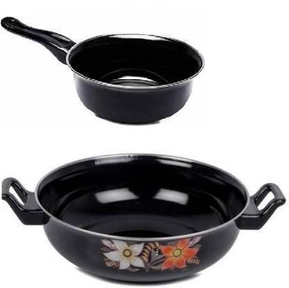 Jesa homes Induction Bottom Non-Stick Coated Cookware Set Kadhai and Saucepan