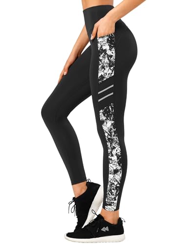 Yvette Printed Damen Sport Leggings mit Taschen, high Waist...