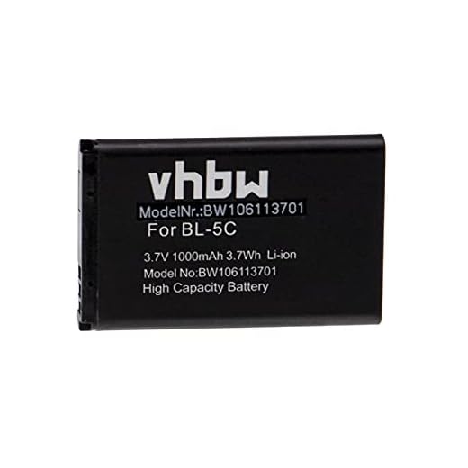 vhbw Batería Recargable reemplaza Nokia BL-5C para móvil, Smartphone (1000 mAh, 3,7 V, Li-Ion)