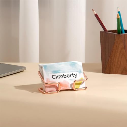 Image of Climberty Metal 1Pcs Visiting Card Holder for Men, Business Card Holder for Desk, Business Card Holder Display Stand, Modern Business Card Organizer, Desktop Business Card Holders (Rose Gold)