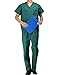 Produktbild THEE Unisex Schlupfkasack Schlupfjacke+Schlupfhose Set Medizin Arzt Uniform Berufskleidung Krankenschwester Kasack Bekleidung,Dunkelgrün-Herren,S