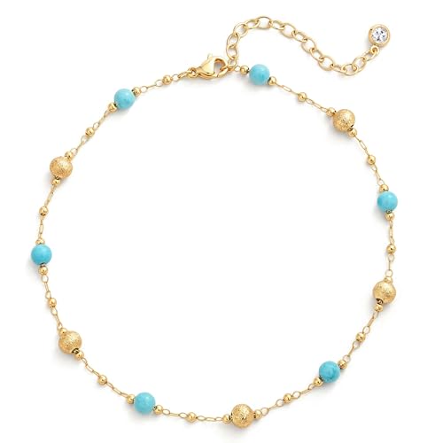 Image of MTMY Gold Anklets for Women 14K Gold Plated Tiny Bead Anklet Colorful Tassel Foot Chain Dainty Adjustable Cute Summer Beach Boho Anklets Jewelry Gift