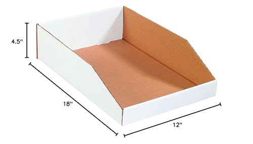 Image of Box USA BBINEB1812 Open Top Bin Boxes, 12 inch x 18 inch x 4 1 /2 inch, Oyster White (Pack of 50)