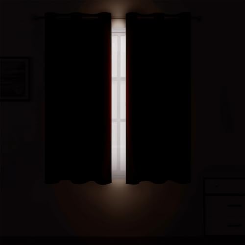 Image of LEMOMO Chocolate Brown Blackout Curtains 42 x 54 Inch Length Set of 2 Panels Grommet Bedroom Curtains for Living Room