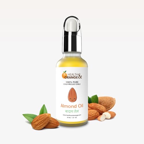 Image of H&O Almond Oil - 100% Pure Cold Pressed - 30 ml GLASS Bottle with Dropper - Edible
