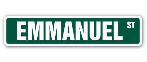 EMMANUEL Street Sign Childrens Name Room Sign | Indoor/Outdoor |  18" Wide Plastic Sign