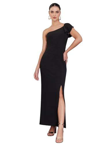 Image of Miss Chase Women's Comfortable Round Neck Sleeveless Striped Midi Bodycon Dress with Zipper