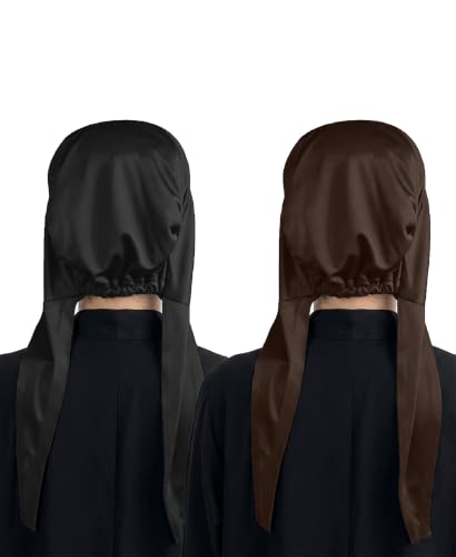 Image of Mehar Women's Hair Ponytail Cap Set of 2 | Soft Stretchable Polyester Hijab Inner Cap | Adjustable Tie-Back | Scarf & Helmet Inner | One Size Fits All