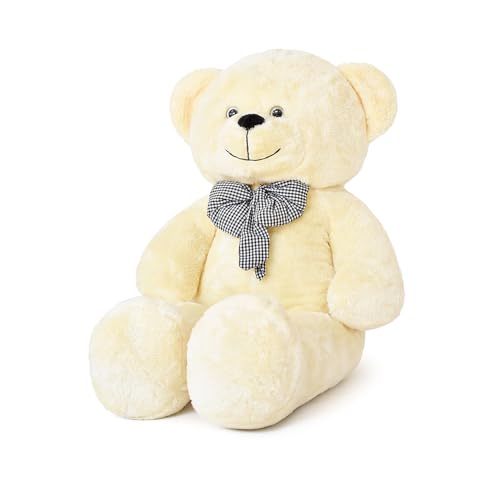 Pababo XXL Teddybär 100 cm Großes Plüschtier Kuscheltier weich mit Schleife Geburtstag & Valentinstag (Creme)