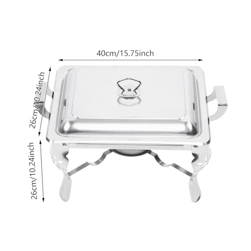 TFIANYNI Edelstahl Chafing Dish Buffet Set 40x27x25cm, 6L Rechteck Buffetwärmer Speisewärmer Mit Deckel, Nahrungsmittelpfannen Und Brennstoff Halter, Für Catering Parteien – Bild 4