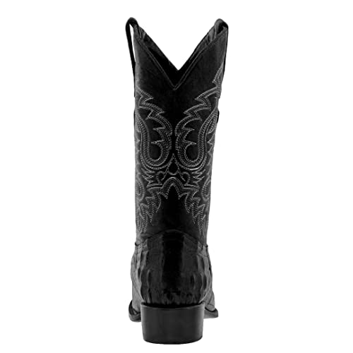 Texas Legacy Mens Black Western Leather Cowboy Boots Crocodile Tail Print J Toe 13.5 2E US3
