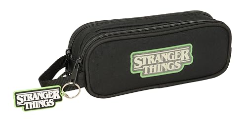 STRANGER THINGS - Portatodo Doble Niño, Estuche Infantil, Estuche Niño, Ideal para Niños en Edad Escolar, Cómodo y Versátil, Calidad y Resistencia, 21x6x8 cm