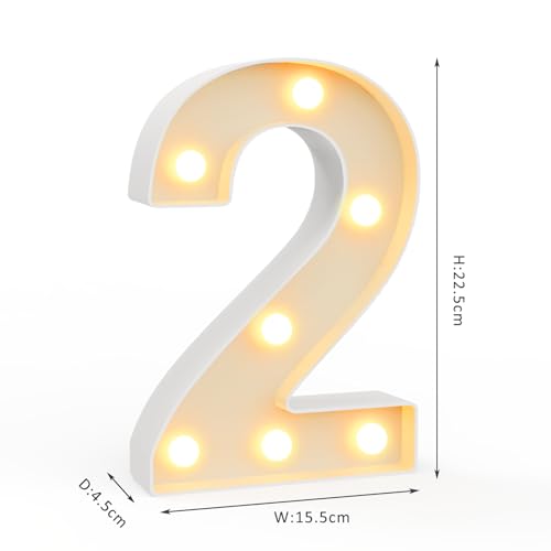 LED Zahlen Lampe Nummer Beleuchtete Ziffern 0 1 2 3 4 5 6 7 8 9,Warmes & Kaltes Weiß Led Leuchtzahlen für Happy Birthday Deko… – Ansicht 2