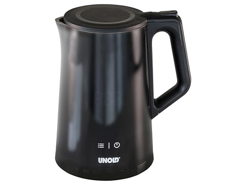 UNOLD 18415 Wasserkocher- Edelstahl Kettle Digital Schwarz mit 4 Temperatureinstellungen, 1,5 L, 1.800 W, Warmhaltefunktion, LED-Display, wärmeisolierter, doppelwandiger Behälter, 360° Sockel