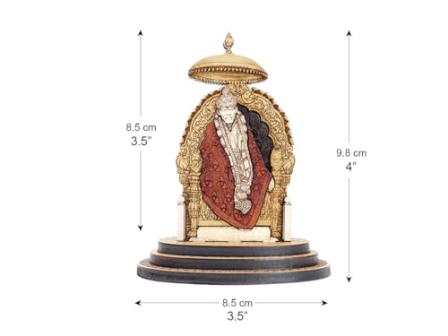Estatua Sai Baba Shirdi de Madera Tallada 4 pulgadas miniatura 5