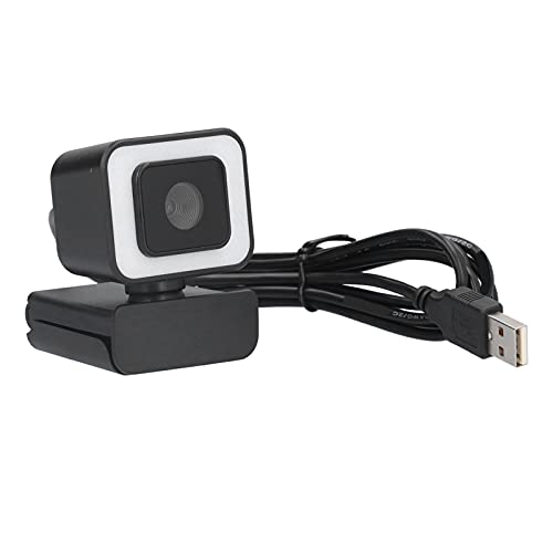 Elprico 1080P Webcam, 360° Rotation HD USB Webcam30fps USB Computerkamera mit Mikrofon Plug and Play PC Laptop Webkamera mit 3 Geschwindigkeiten Touch Fill Light